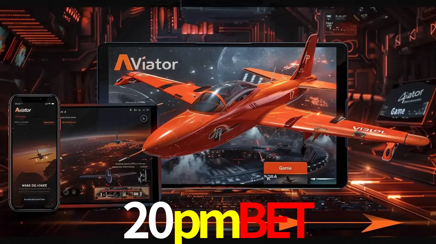 Apresentação tecnológica do jogo Aviator com um avião saindo da tela de um tablet, demonstrando a experiência imersiva em múltiplos dispositivos no 20pmbet.