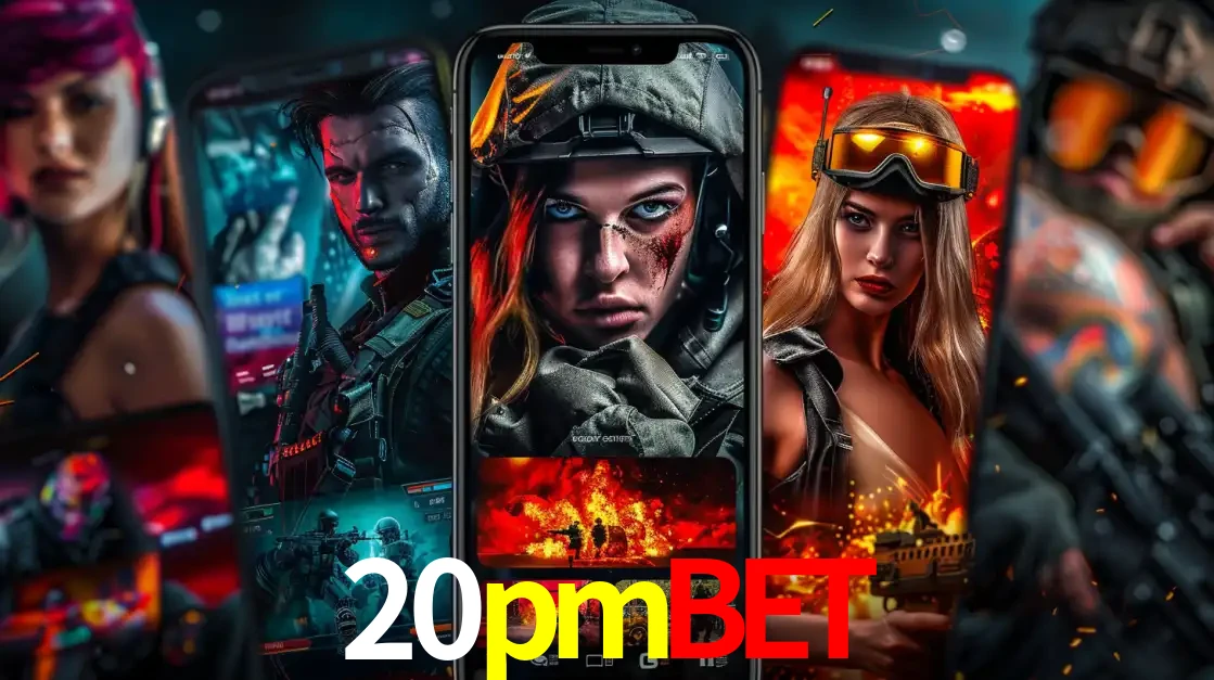 Montagem de telas de celular mostrando diversos personagens, masculinos e femininos, de um jogo de tiro, ilustrando a diversidade de equipes de e-sports para apostar no 20pmbet.